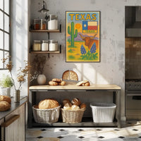 Texas Charm: Rustic Longhorn Heritage Cultural or Heritage Poster PosterGoat