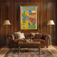 Texas Charm: Rustic Longhorn Heritage Cultural or Heritage Poster PosterGoat