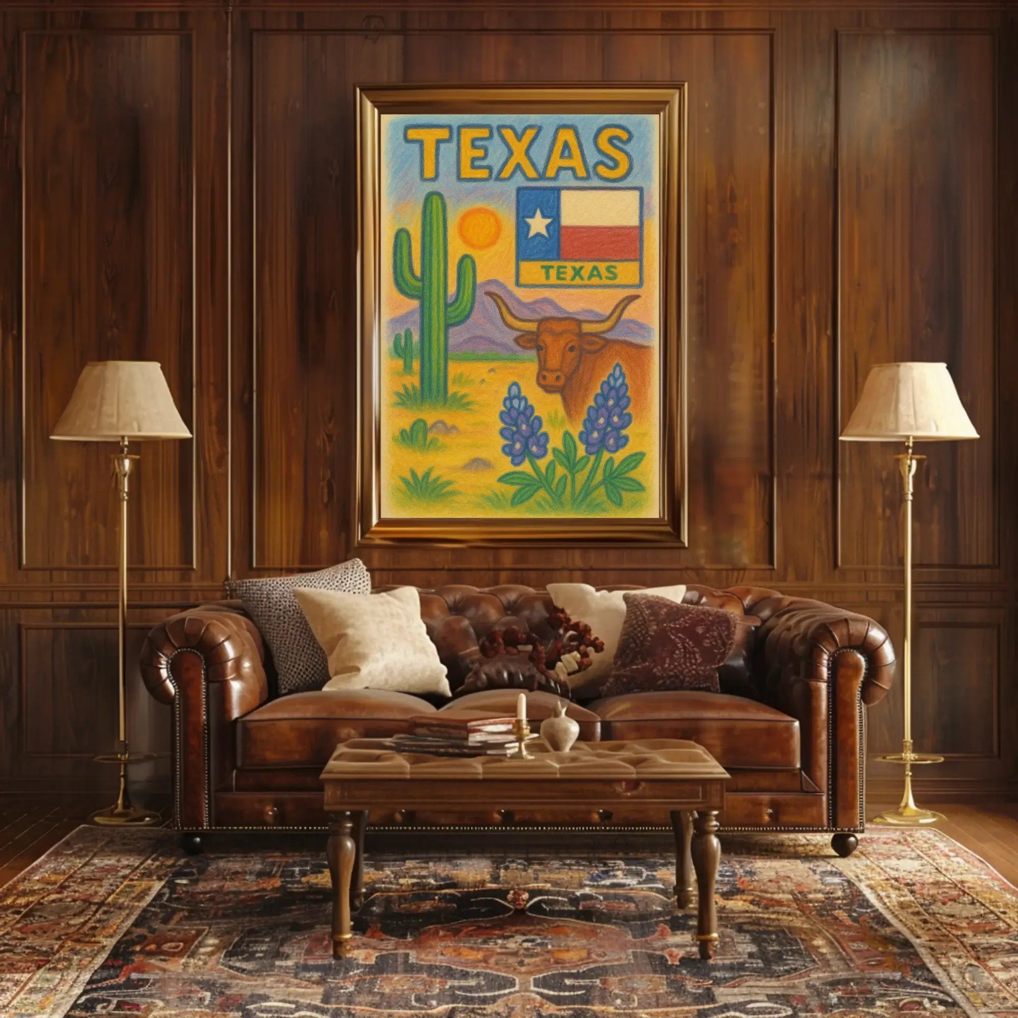 Texas Charm: Rustic Longhorn Heritage Cultural or Heritage Poster PosterGoat