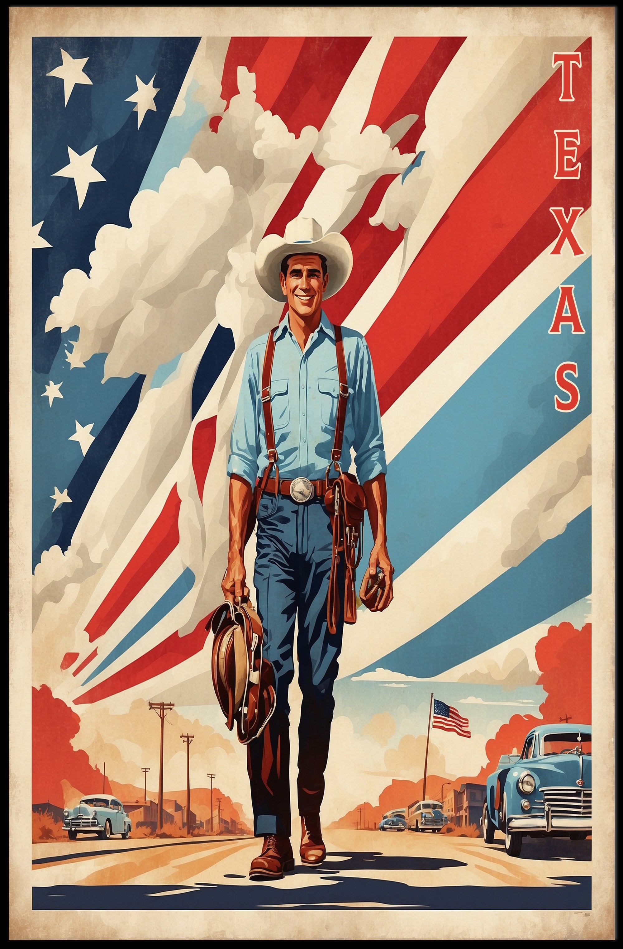 Texas Cowboy Vintage Western Cultural or Heritage Poster PosterGoat