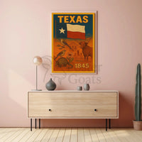 Texas Heritage Celebrated in Illustrative Cultural Poster PosterGoat