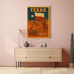 Texas Heritage Celebrated in Illustrative Cultural Poster PosterGoat