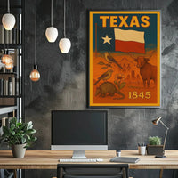 Texas Heritage Celebrated in Illustrative Cultural Poster PosterGoat