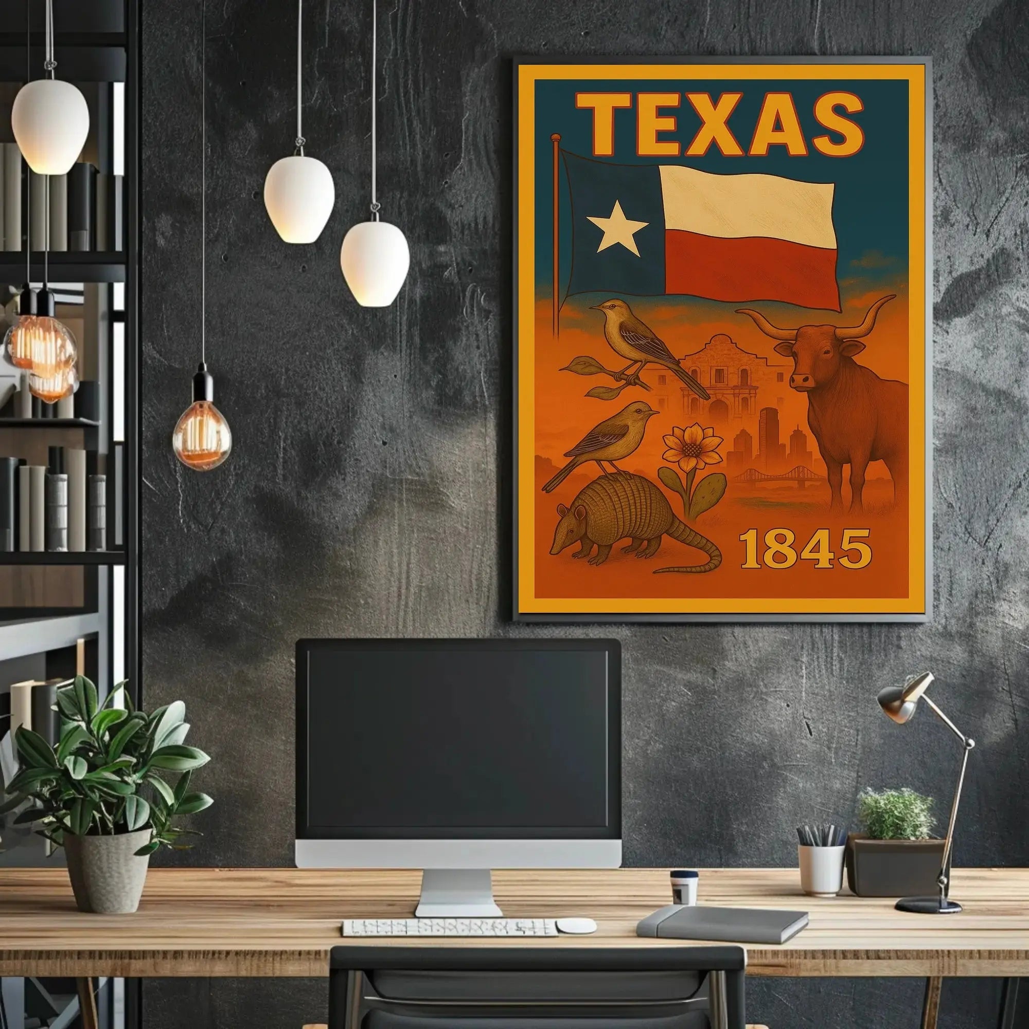 Texas Heritage Celebrated in Illustrative Cultural Poster PosterGoat