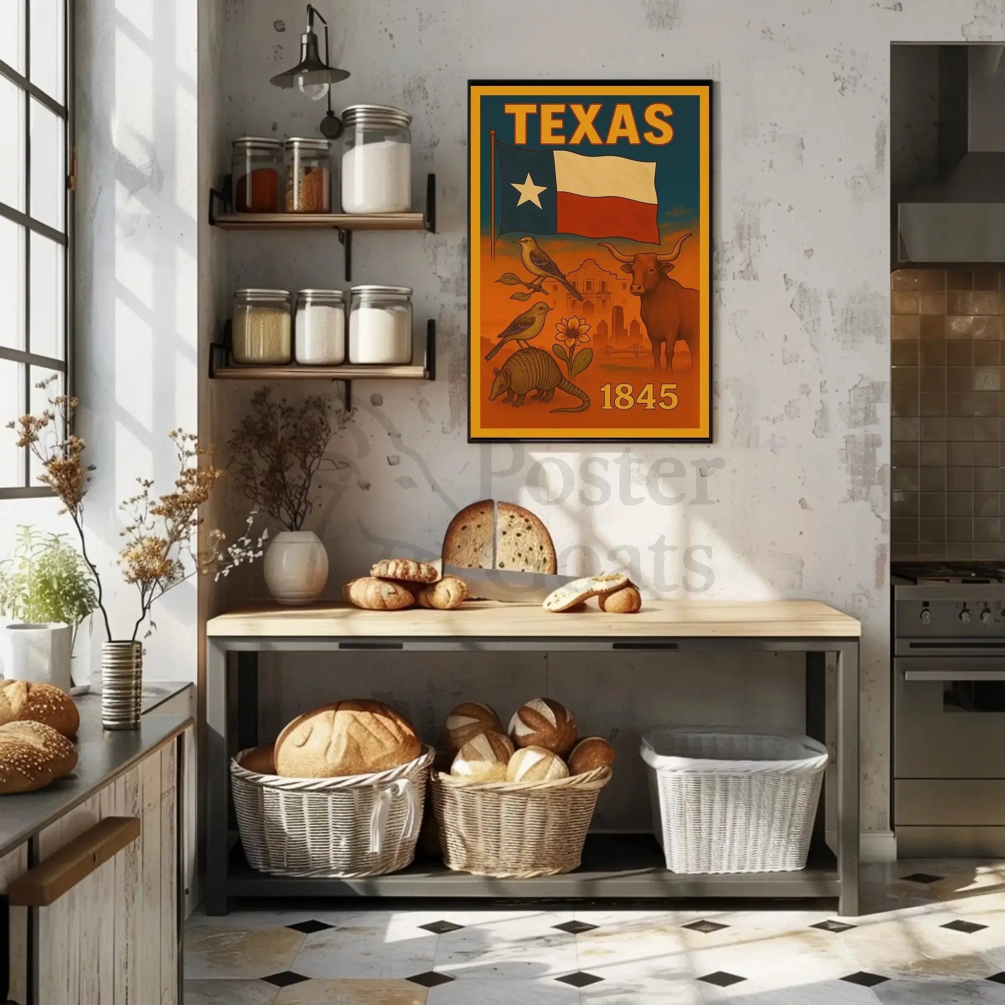 Texas Heritage Celebrated in Illustrative Cultural Poster PosterGoat
