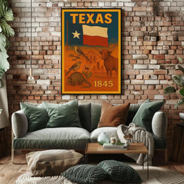Texas Heritage Celebrated in Illustrative Cultural Poster PosterGoat
