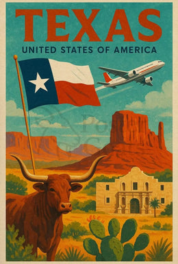 Texas Heritage Icons Vintage Travel Poster PosterGoat