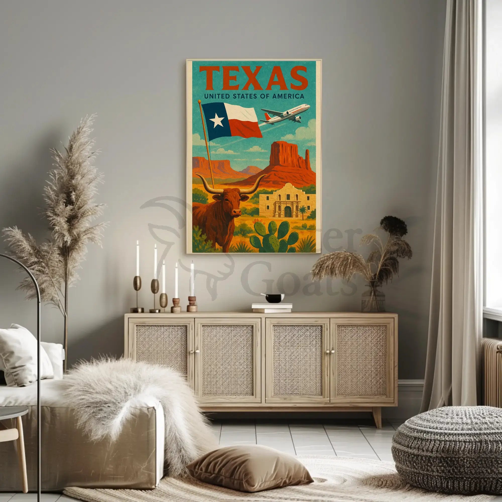 Texas Heritage Icons Vintage Travel Poster PosterGoat