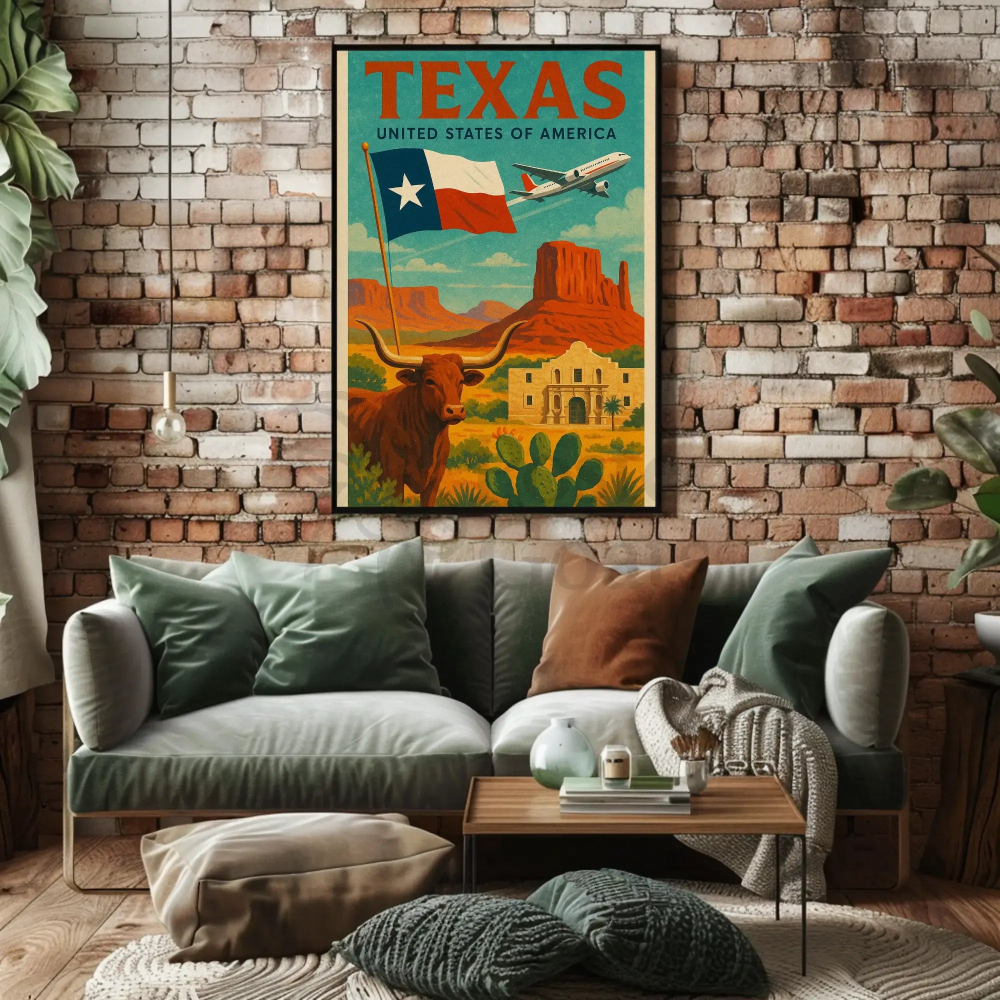 Texas Heritage Icons Vintage Travel Poster PosterGoat