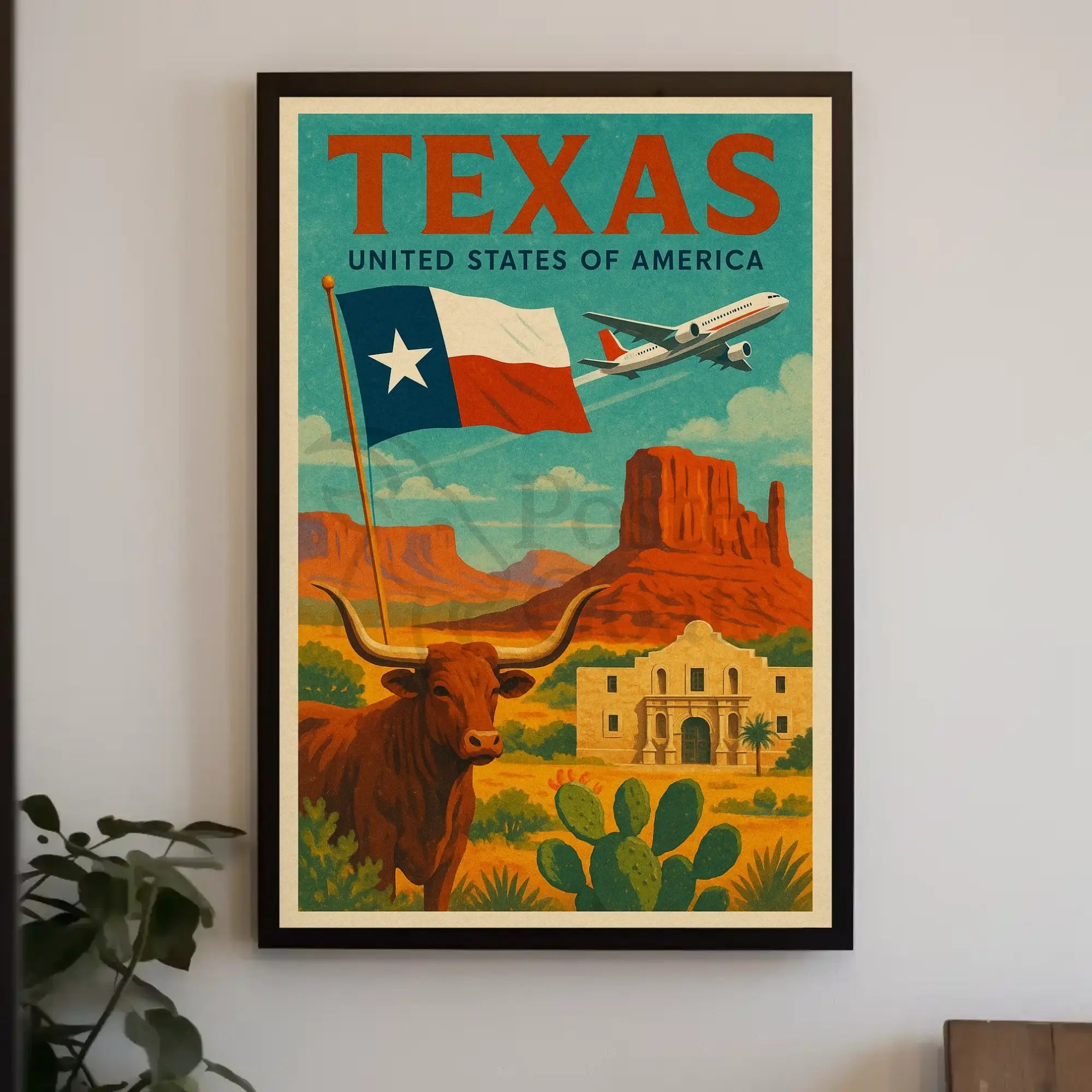 Texas Heritage Icons Vintage Travel Poster PosterGoat