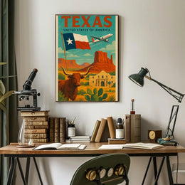 Texas Heritage Icons Vintage Travel Poster PosterGoat