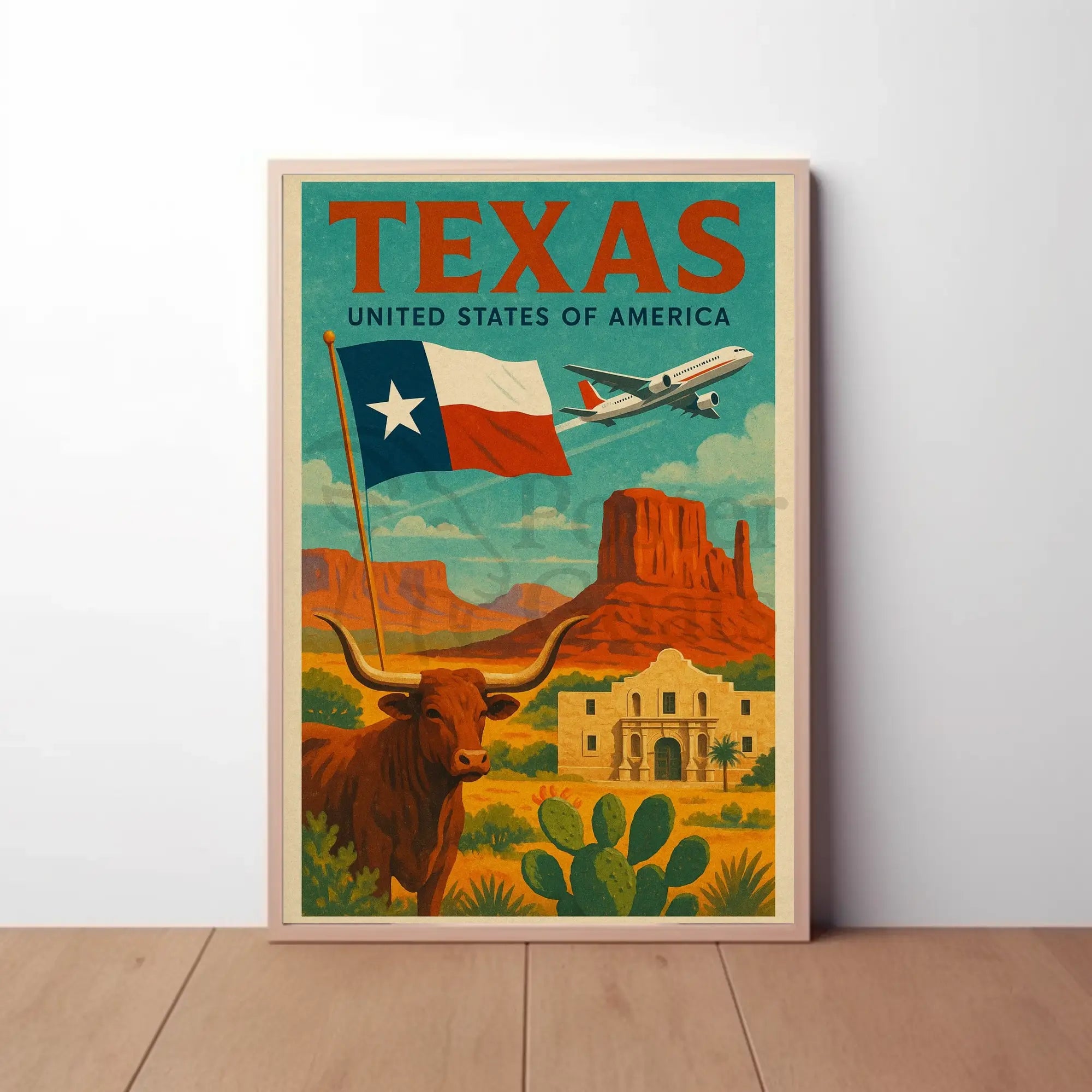 Texas Heritage Icons Vintage Travel Poster PosterGoat