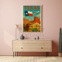 Texas Heritage Icons Vintage Travel Poster PosterGoat