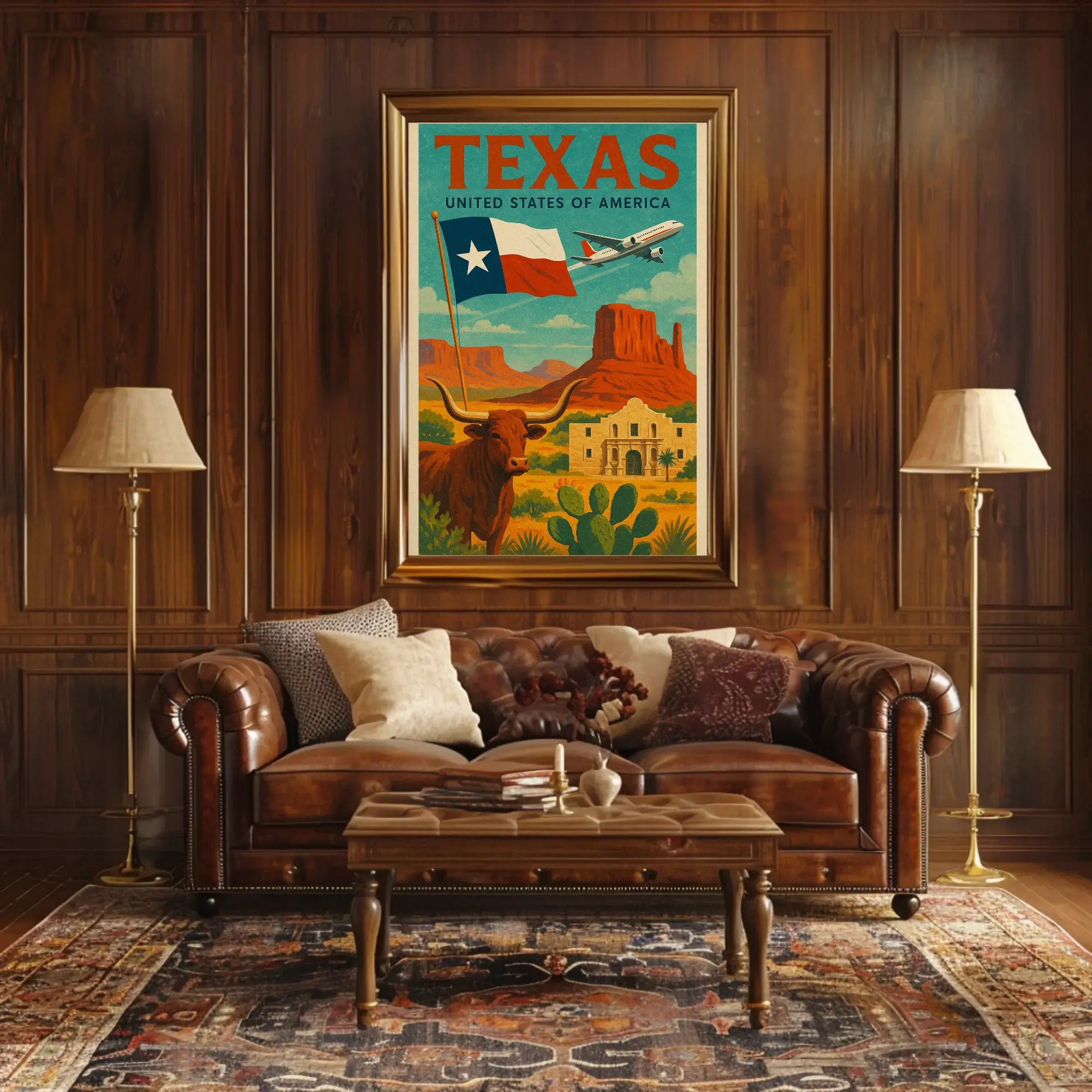 Texas Heritage Icons Vintage Travel Poster PosterGoat