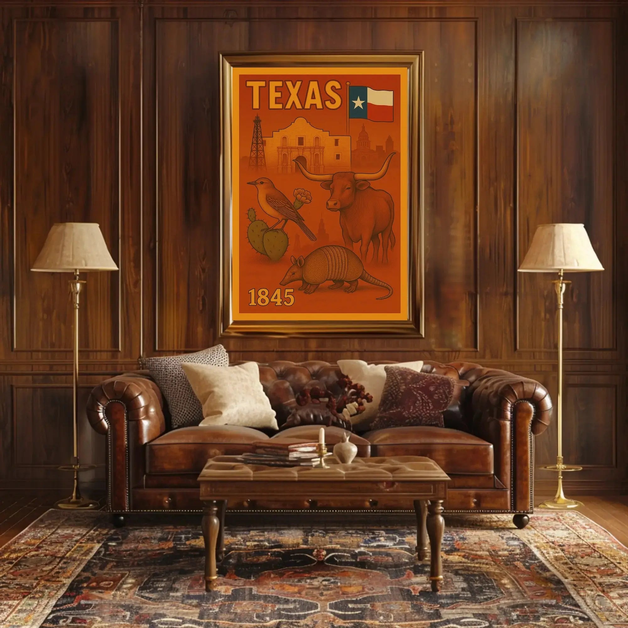Texas Heritage Vintage Illustration Poster - Cultural or Heritage Poster PosterGoat