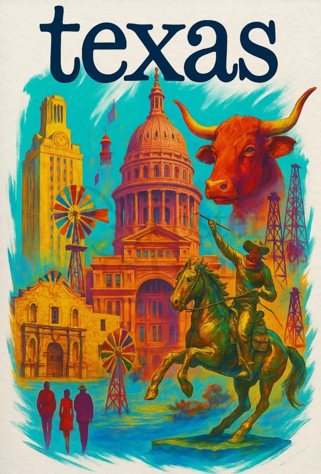 Texas Icons Celebrate Rich Heritage Cultural or Heritage Poster PosterGoat