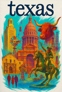Texas Icons Celebrate Rich Heritage Cultural or Heritage Poster PosterGoat