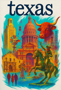 Texas Icons Celebrate Rich Heritage Cultural or Heritage Poster PosterGoat