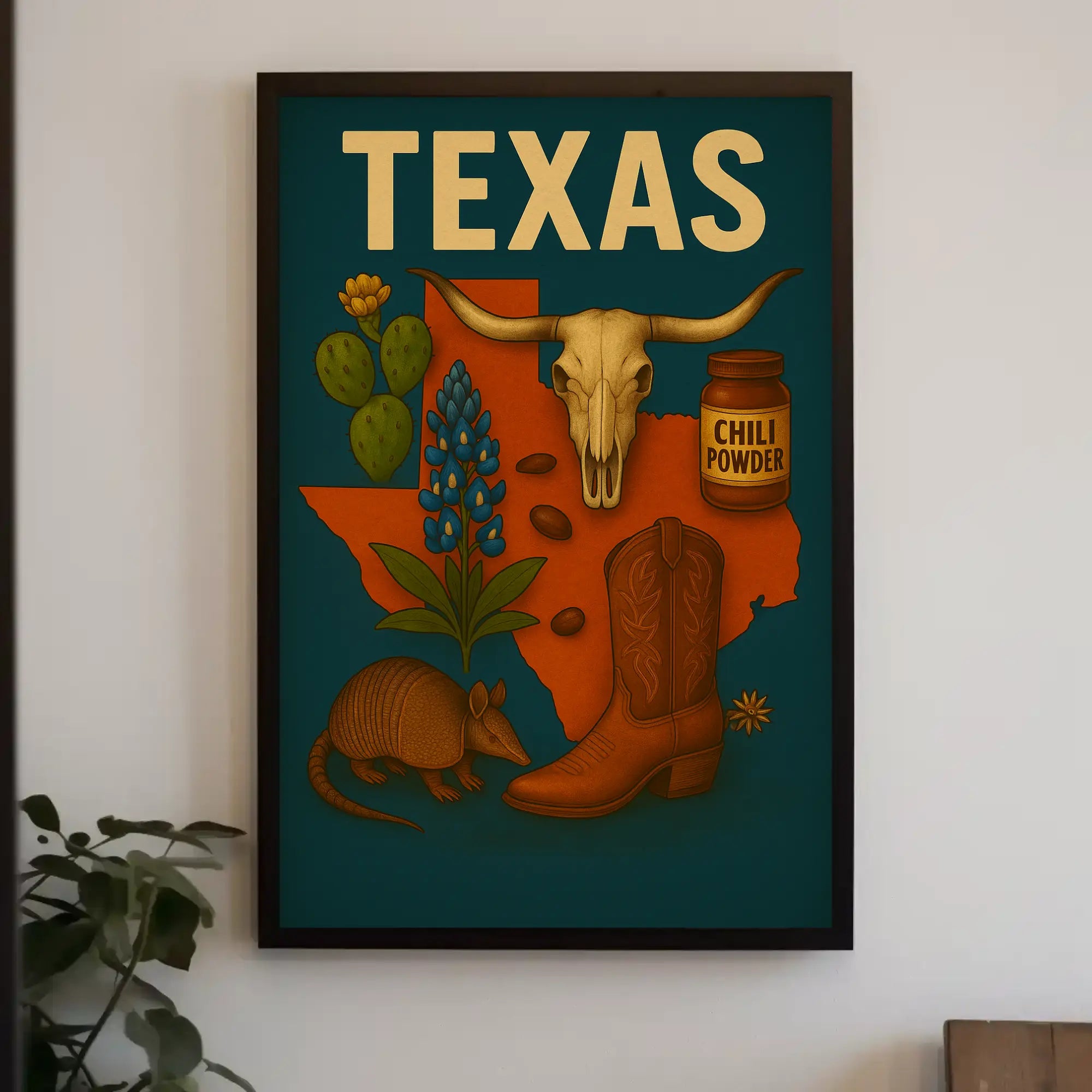 Texas Icons and Symbols Art Print Cultural or Heritage Poster PosterGoat