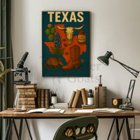 Texas Icons and Symbols Art Print Cultural or Heritage Poster PosterGoat