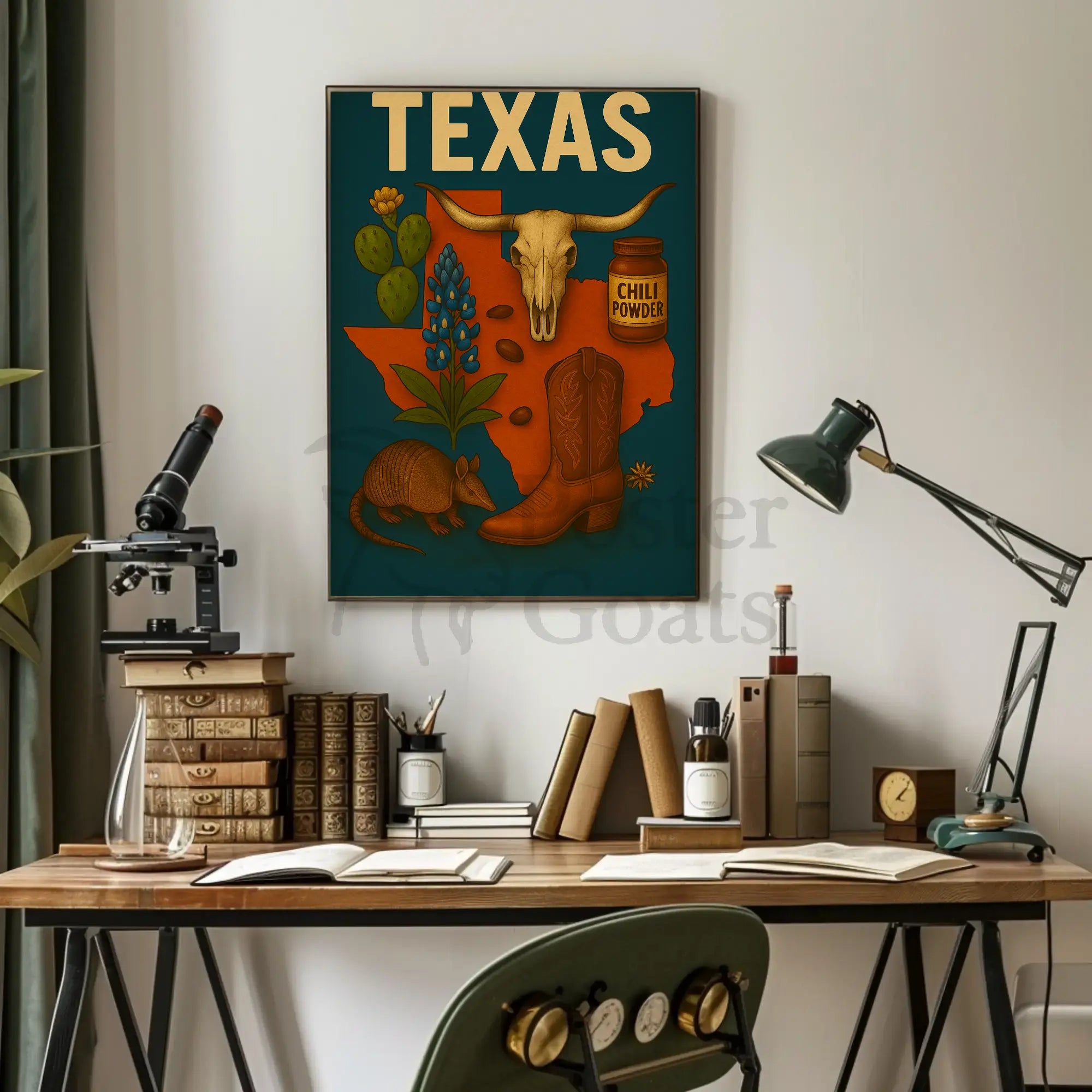 Texas Icons and Symbols Art Print Cultural or Heritage Poster PosterGoat