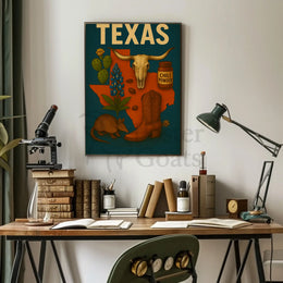 Texas Icons and Symbols Art Print Cultural or Heritage Poster PosterGoat