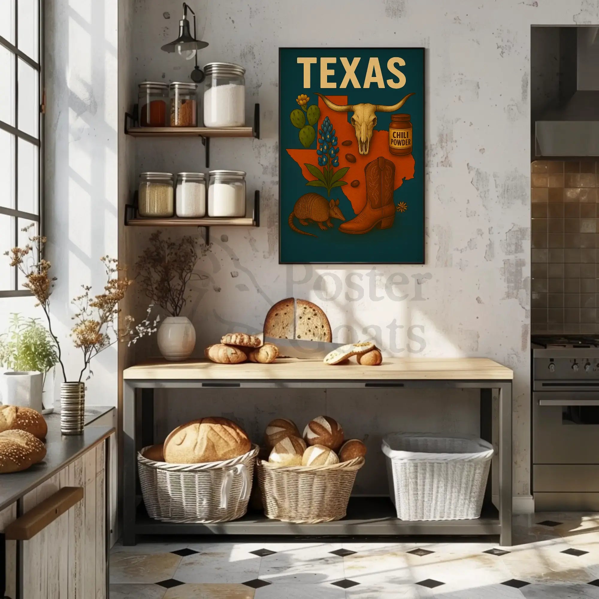 Texas Icons and Symbols Art Print Cultural or Heritage Poster PosterGoat