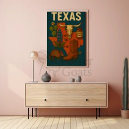 Texas Icons and Symbols Art Print Cultural or Heritage Poster PosterGoat