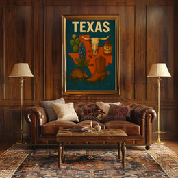 Texas Icons and Symbols Art Print Cultural or Heritage Poster PosterGoat