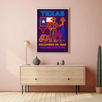 Texas Statehood Celebration Neon Art Cultural Poster PosterGoat