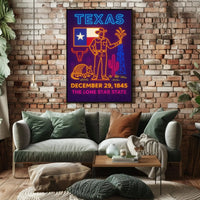 Texas Statehood Celebration Neon Art Cultural Poster PosterGoat