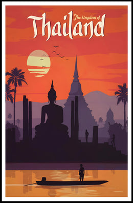Thailand Buddha & Temple Retro Travel Poster PosterGoat