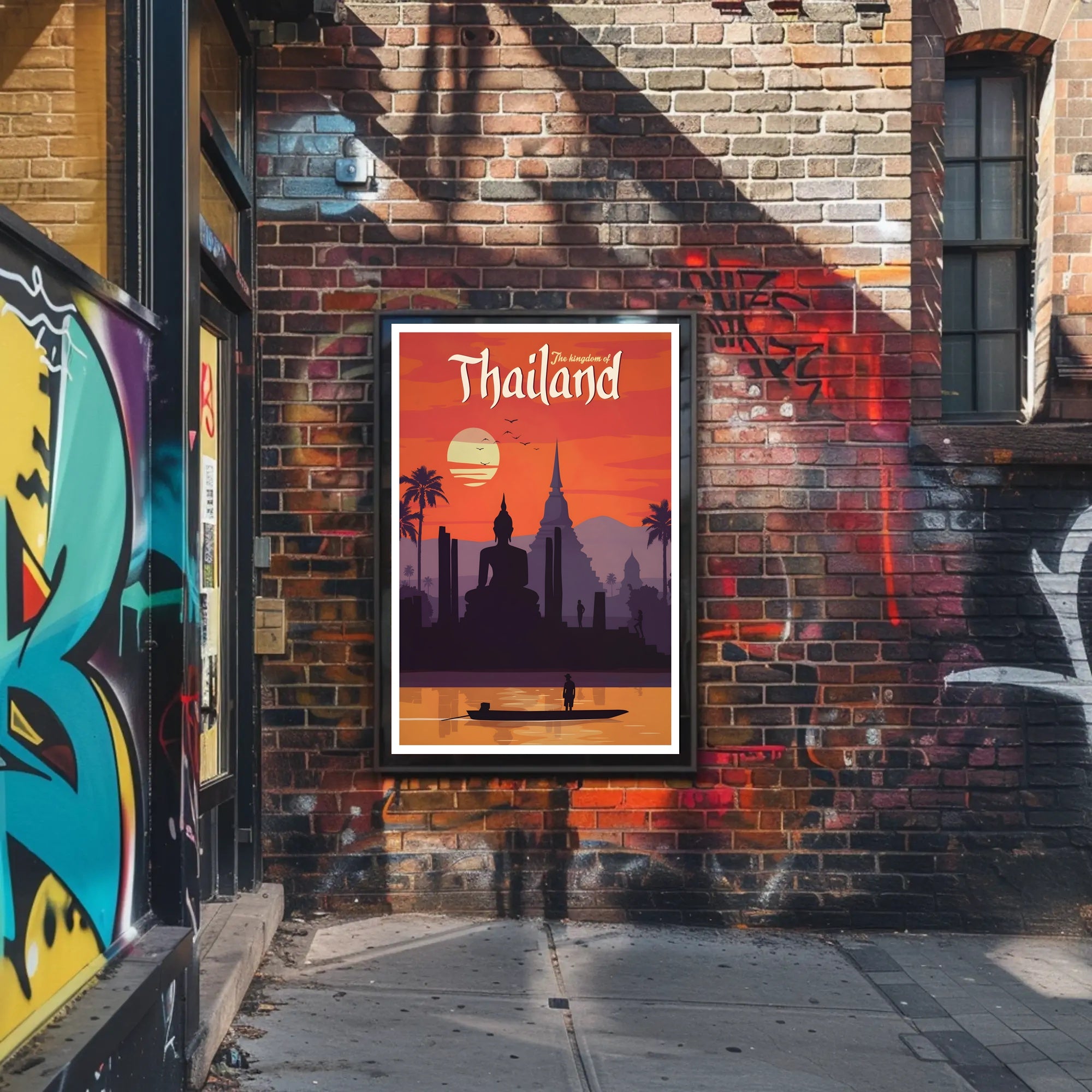 Thailand Buddha & Temple Retro Travel Poster PosterGoat