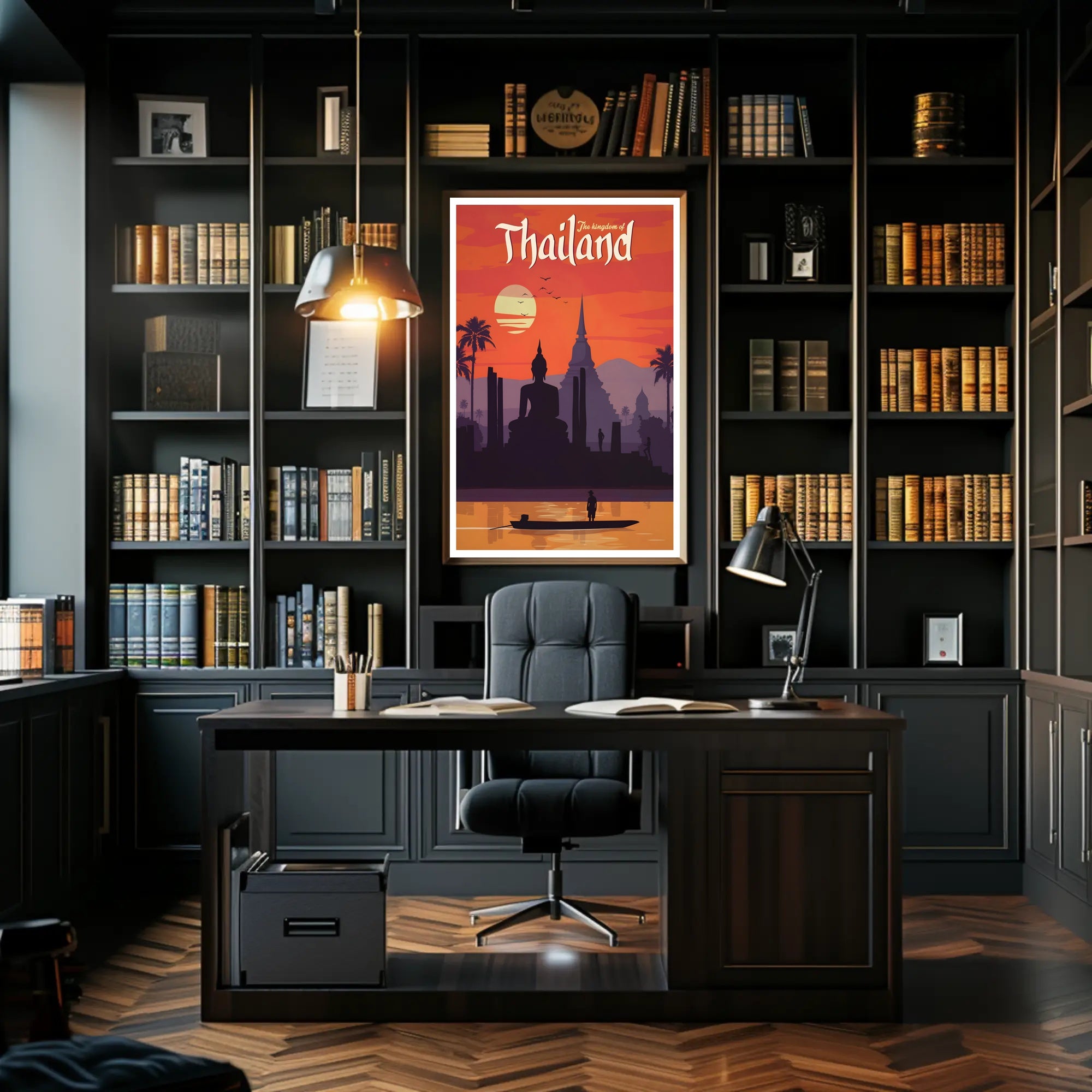 Thailand Buddha & Temple Retro Travel Poster PosterGoat