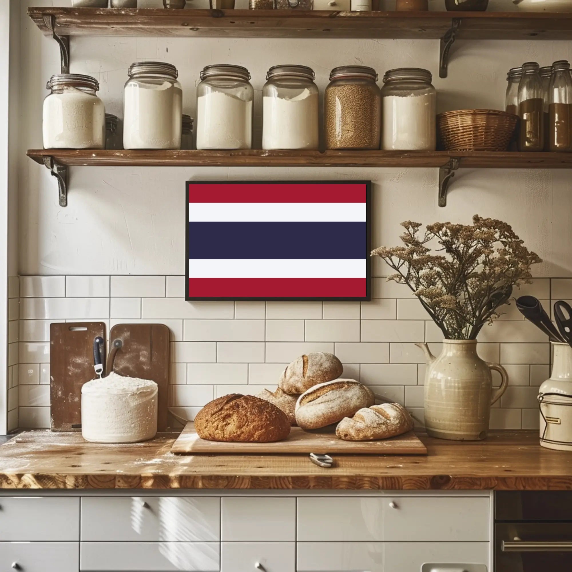 Thailand Flag Minimalist Art Print - Country Flag Poster PosterGoat