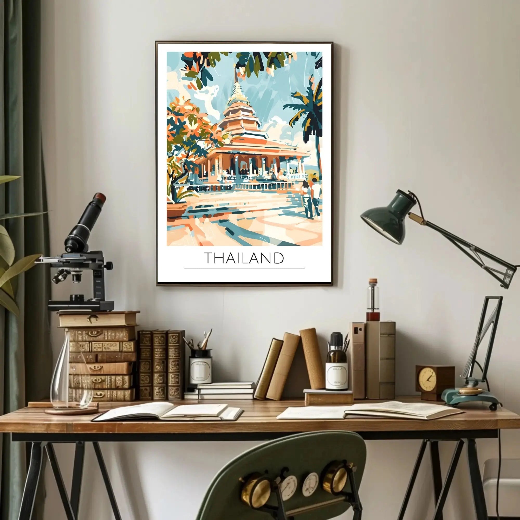 Thailand Temple Adventure Travel Poster PosterGoat