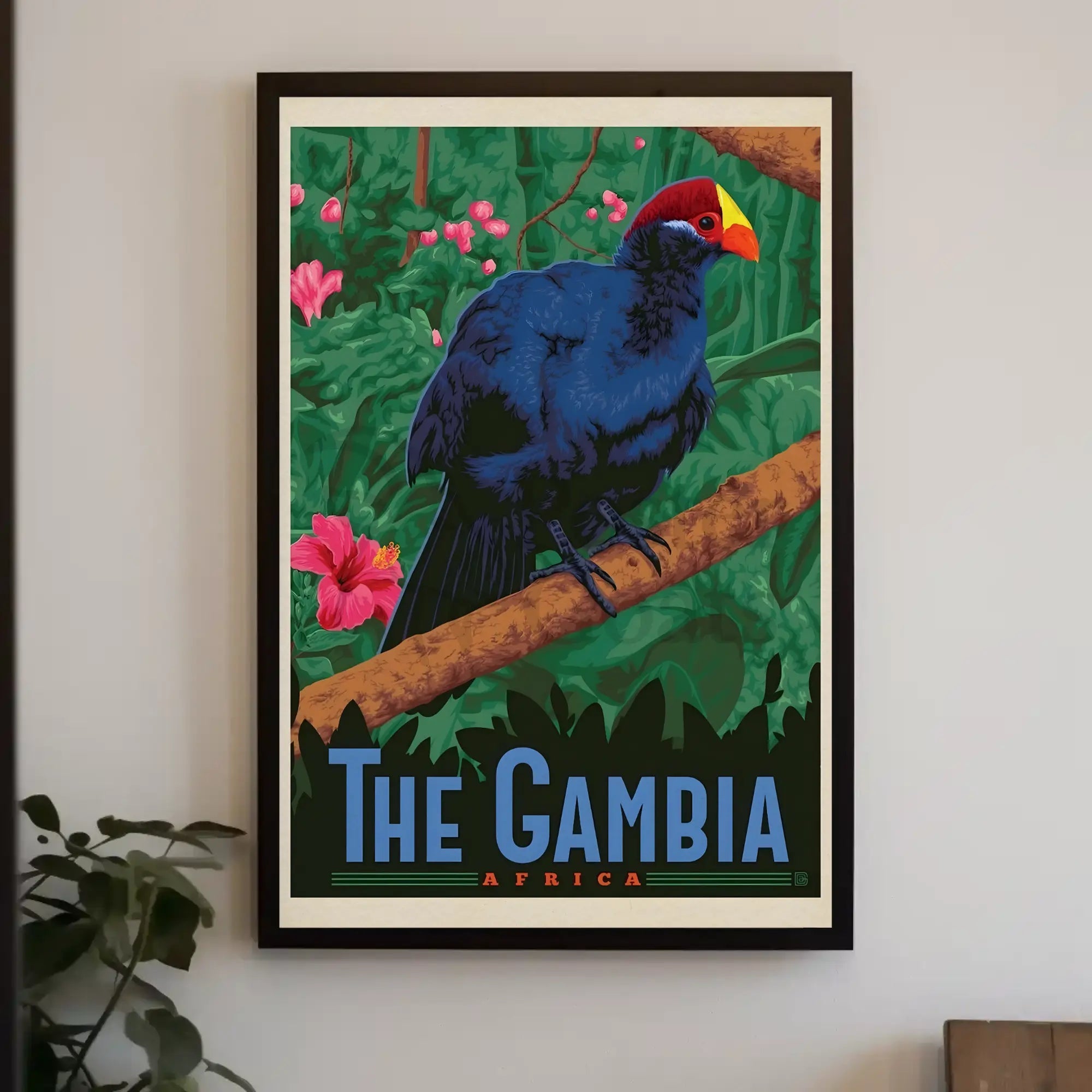 The Gambia Exotic Bird Travel Poster PosterGoat