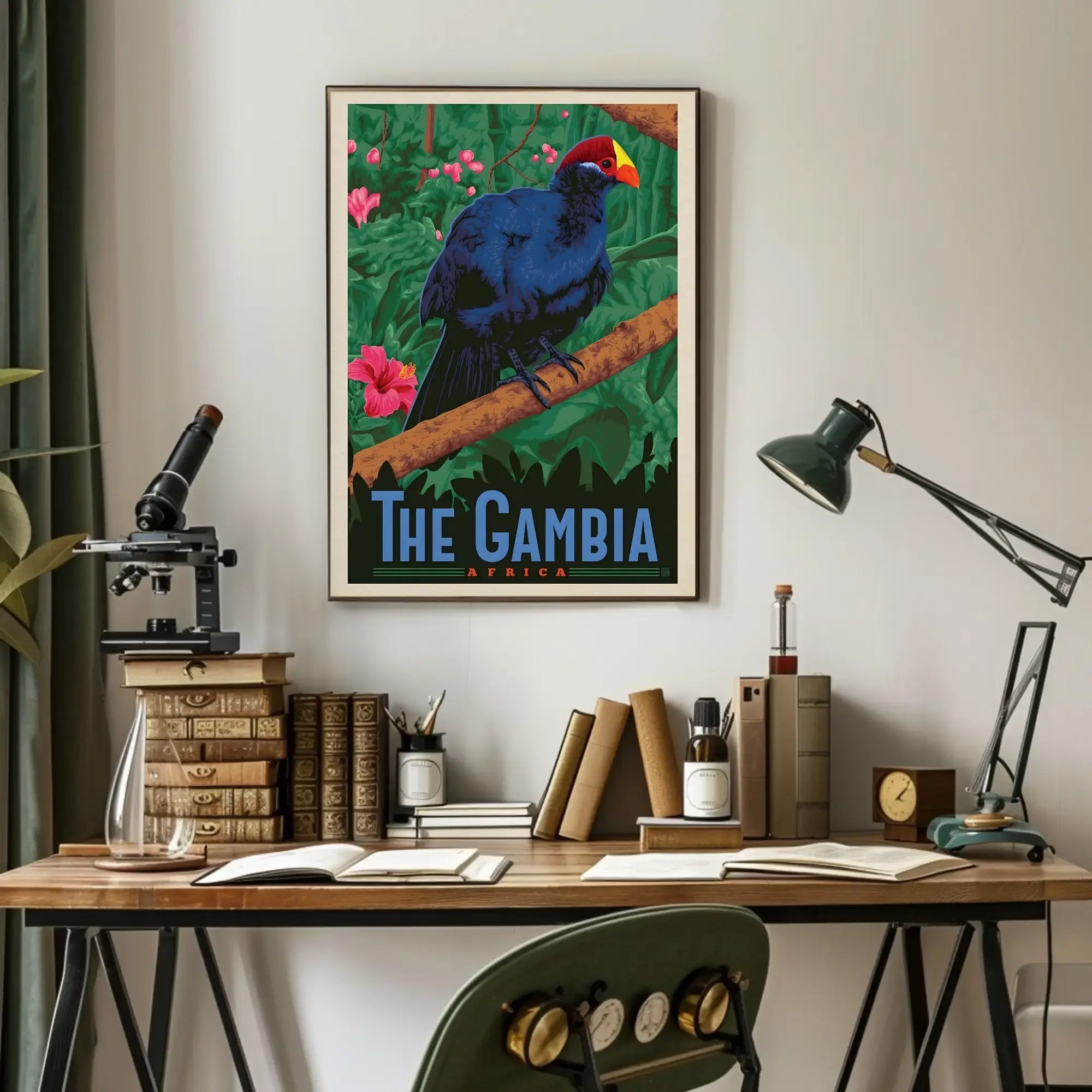 The Gambia Exotic Bird Travel Poster PosterGoat