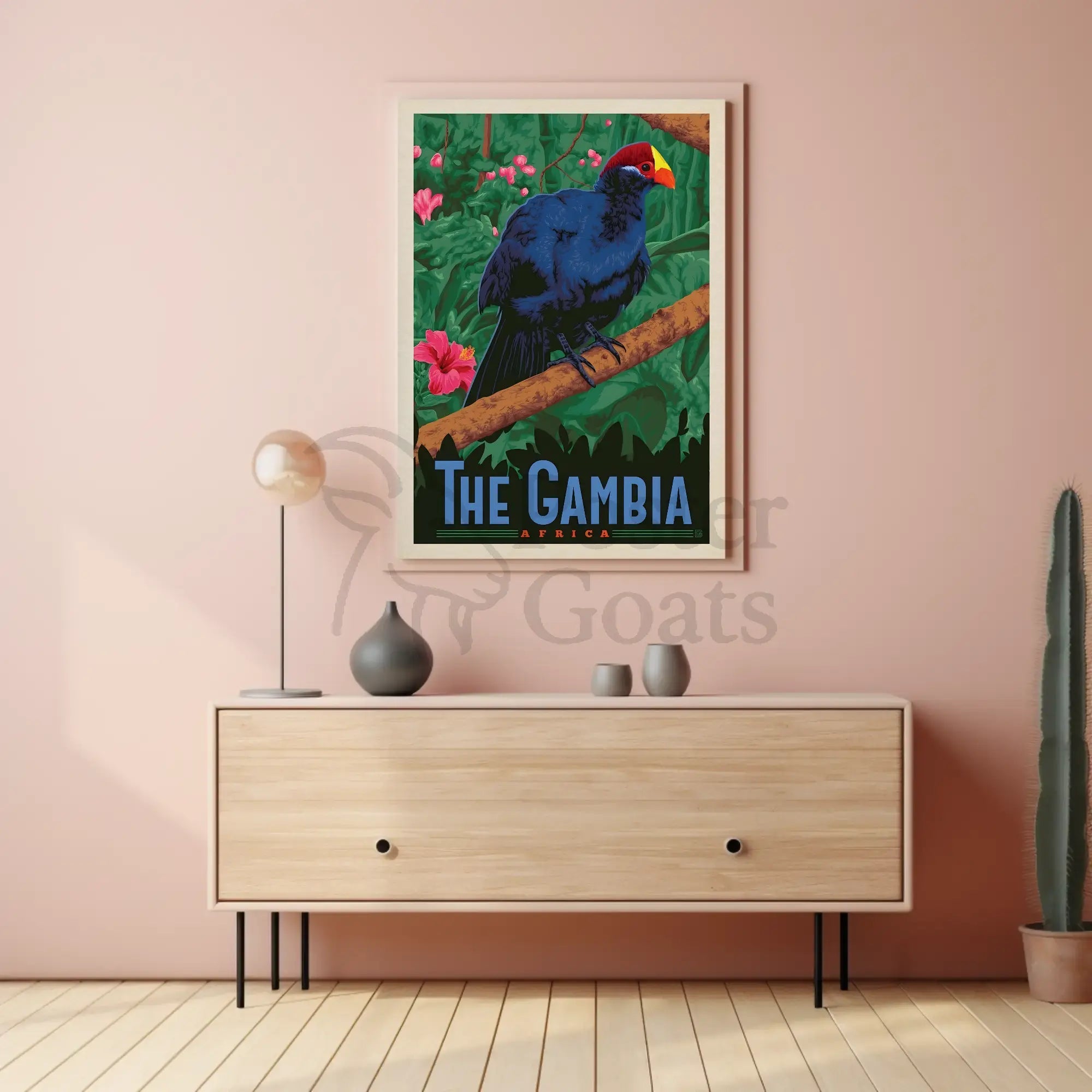 The Gambia Exotic Bird Travel Poster PosterGoat