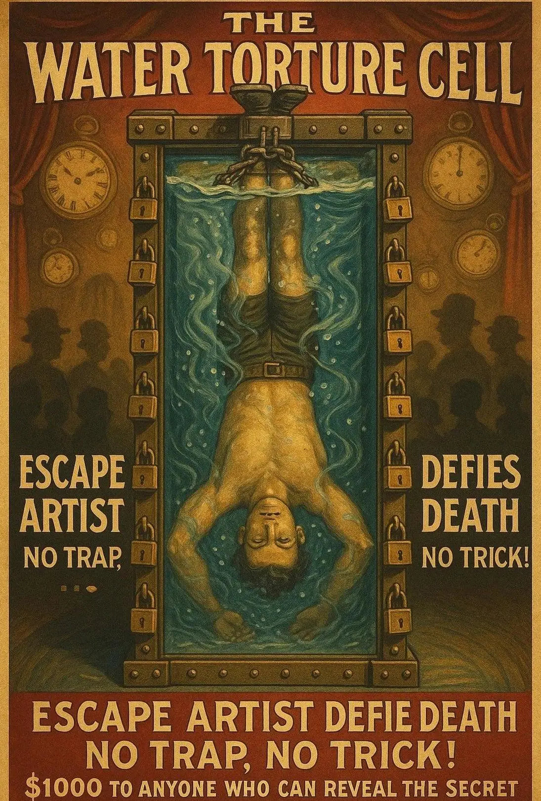 The Great Escape Artist Magic Show Vintage Poster PosterGoat