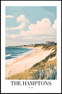 The Hamptons Tranquil Beachfront Vintage Travel Poster PosterGoat