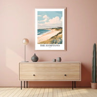The Hamptons Tranquil Beachfront Vintage Travel Poster PosterGoat