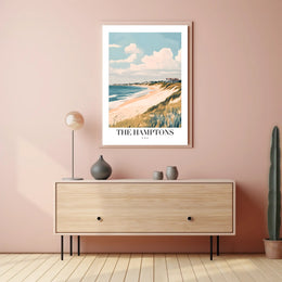 The Hamptons Tranquil Beachfront Vintage Travel Poster PosterGoat