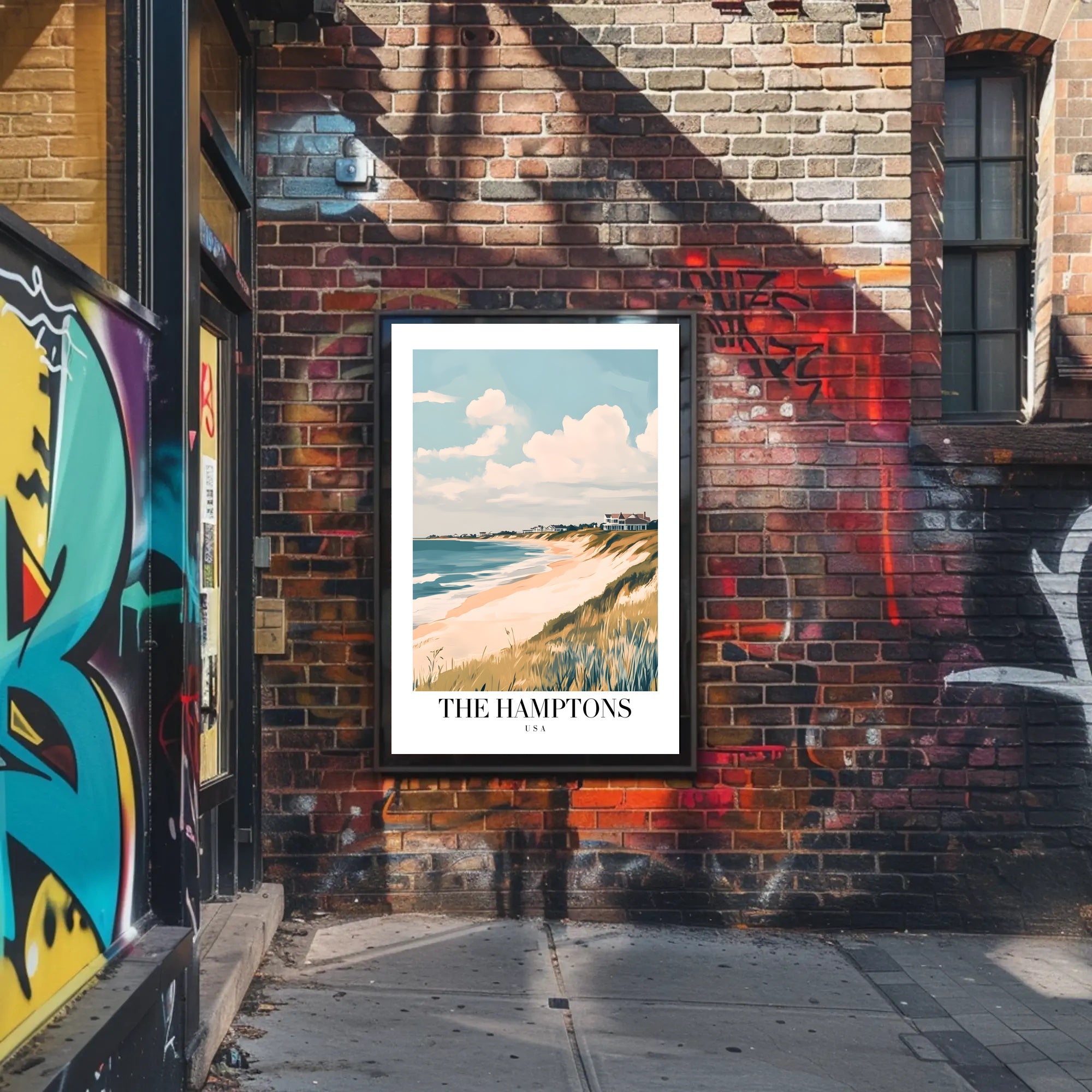 The Hamptons Tranquil Beachfront Vintage Travel Poster PosterGoat