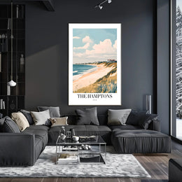 The Hamptons Tranquil Beachfront Vintage Travel Poster PosterGoat