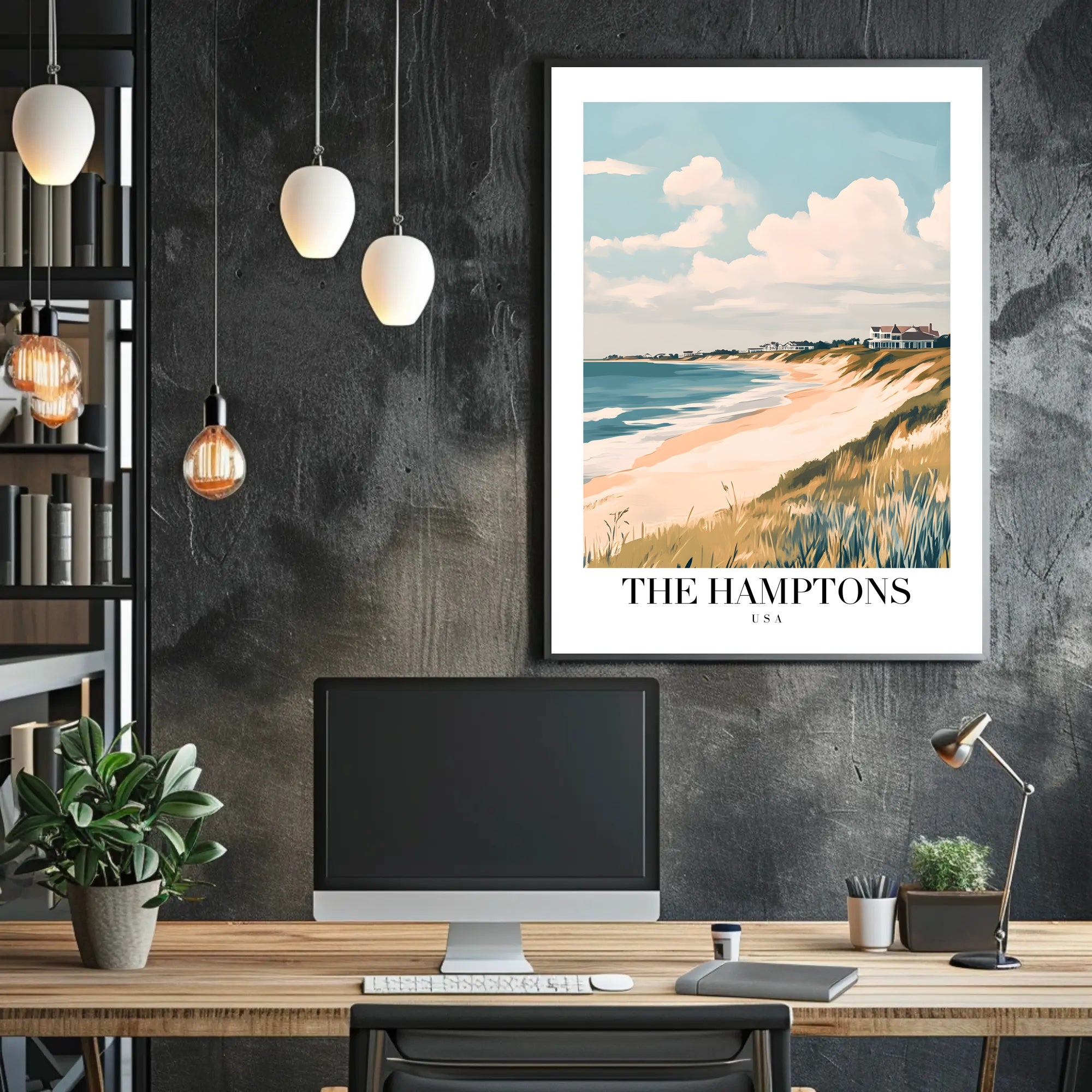 The Hamptons Tranquil Beachfront Vintage Travel Poster PosterGoat
