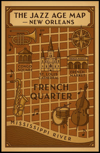 The Jazz Age Map – New Orleans Cultural Poster PosterGoat