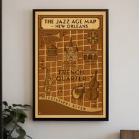 The Jazz Age Map – New Orleans Cultural Poster PosterGoat
