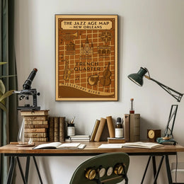 The Jazz Age Map – New Orleans Cultural Poster PosterGoat