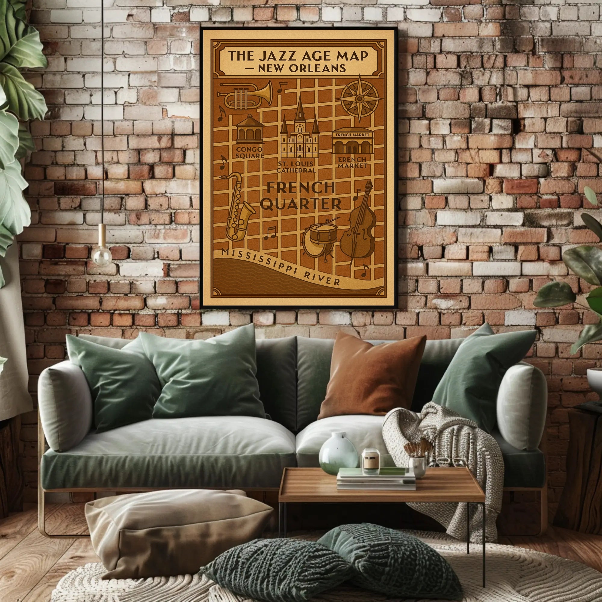The Jazz Age Map – New Orleans Cultural Poster PosterGoat